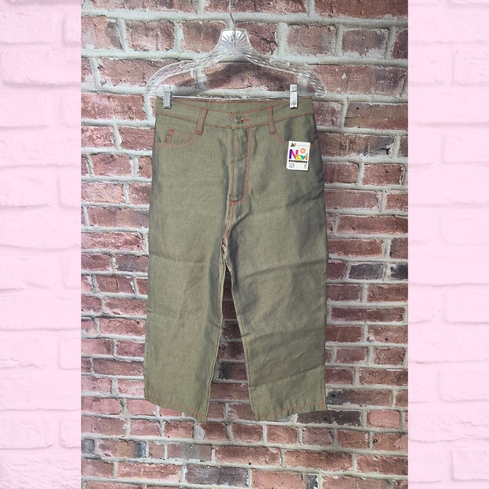Vintage Women's NAVI Gold With Red‎ Stitching  Capri Jeans Medium